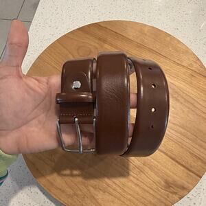 Suitsupply Belt Mens 34 Brown Leather Classic Dress Silver Buckle Office Italy